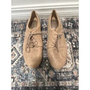 boc Beige Leather Lace Up Loafers Sz 10 M Derby Cottagecore Oxford Women Shoes